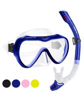 SwimStar Snorkel Set for Women and Men, Anti Fog Tempered Glass Snorkel Mask for Snorkeling, Swimming and Scuba Diving, Anti Leak Dry Top Snorkeling Gear Panoramic Silicone Goggle No Leak Blue