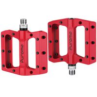 Puroma Mountain Bike Pedal Nylon Fiber Non-Slip 9/16 Inch Bicycle Platform Flat Pedals for Road Mountain BMX MTB Bike (Red)