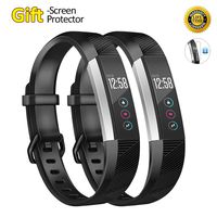 JOMOQ Replacement Bands Compatible for Alta/Alta HR, Soft Customised Waterproof Adjustable Sport Rubber Smartwatch Fitness Replacement Strap Wristbands Small Large (Black/Black, Large)