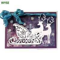 WYSE Metal Cutting Die Christmas Deer Sledding Dies for DIY Scrapbooking Paper Card Template (Deer sled)