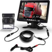 7 inch Monitor, Vehicle Backup Camera and Monitor Kit,Waterproof IR Night Vision Reverse Camera + Rear View Screen Parking Assistance System for Bus Truck Trailer RV Motorhome