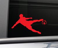 Soccer Player Vinyl Decal Laptop Car Truck Bumper Window Sticker - Red