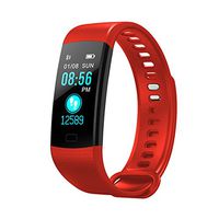 Boens Bluetooth Band,Smart Wristband Color Screen Watch Blood Pressure Heart Rate Monitor Pedometer Functions Activity Fitness Tracker Waterproof Smart Watch for Women Men (Red)