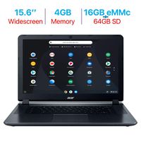 Acer Premium 15.6'' Chromebook HD Display Laptop PC, Intel Dual-Core Celeron 1.6GHz, 4GB RAM, 16GB eMMc Flash Drive + 64GB SD, Bluetooth 4.2, Webcam, HDMI, Cloud Support, USB 3.0, Google Chrome OS