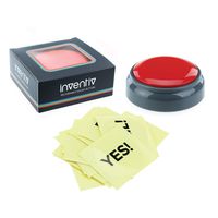 Inventiv 30 Second Custom Recordable Talking Button, Record & Playback Your Own Message, Quality Voice Sound Recorder - 15 Phrase Stickers Included (Red)