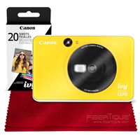 Canon Ivy CLIQ Instant Camera Printer (Bumble Bee Yellow) + 30 Sheets Photo Paper + Basic Accessories Bundle (USA Warranty)