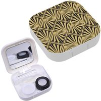 Portable Contact Lens Case Box Travel Kit Mirror + Bottle + Tweezers Container Holder [ Modern Tiles ]