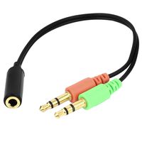 Uxcell a14101600ux0987 Dual Stereo Male to Female Connector Microphone Audio Extension Cable 20cm Length 3.5mm
