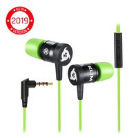 KLIM Fusion Earbuds with Mic Audio - Long-Lasting Wired Ear Buds + 5 Years Warranty - Innovative: in-Ear with Memory Foam Earphones with Microphone - 3.5mm Jack - New Earphone 2020 Version - Green