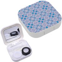Portable Contact Lens Case Box Travel Kit Mirror + Bottle + Tweezers Container Holder [ Colorful Tile Symmetrical Mandala ]