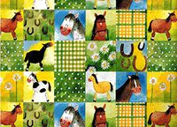 Alex Clark Art Checkerboard Horses Rolled Gift Wrapping Paper