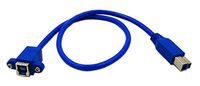 zdyCGTime 20" Panel Mount USB 3.0 B Female to USB B Male Extension Cable with Screws(Blue)