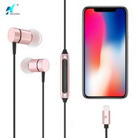 NASUDAKE A1 Lightning Earbuds Earphones Headphones Apple MFi Certified Siri Active in-Ear w/Mic & Remote Control iPhone 7 Headphones for iPhone 11 Pro Max X/XS/XS Max/XR (Rose Gold)
