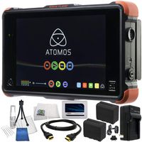 Atomos Ninja Flame 7" 4K HDMI Recording Monitor 19PC Accessory Kit. Includes Crucial MX500 500GB Solid State Drive, 2 Replacement F970 Batteries, AC/DC Rapid Home & Travel Charger, More
