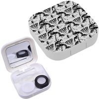 Portable Contact Lens Case Box Travel Kit Mirror + Bottle + Tweezers Container Holder [ Owl Sticker ]