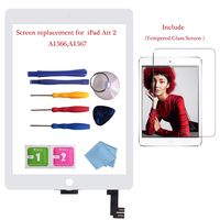 for iPad Air 2 Glass Touch Screen Digitizer Replacement Kit White A1566,A1567 with Screen Protector, Instruction Manual，and Repair Toolkit