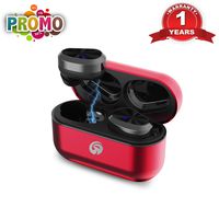 Wireless Earbuds, WOWOGO Bluetooth 5.0 True Wireless Headphone, 3D Stereo Sound Bluetooth Headset with Built-in Microphone, Easy-Pair Noise Cancelling Headphones with Charging Ca (Red)