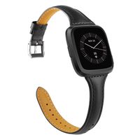 TOYOUTHS Leather Strap Compatible with Fitbit Versa/Versa 2 Bands for Women Men Slim Genuine Leather Wristbands Replacement for Versa Lite Edition/Versa SE Classic Accessorie Black