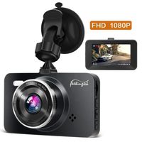 Dash Cam 1080P DVR Dashboard Camera Full HD 3" LCD Screen 170°Wide Angle, WDR, G-Sensor, Loop Recording Motion Detection Excellent Video Images(Black)