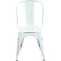 Poly and Bark Trattoria Kitchen and Dining Metal Side Chair in Distressed White (Set of 4)