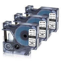 Replace Dymo 18051 Heat Shrink Tube Labels 1/4 Inch Industrial Rhinopro Tape Black on White Compatible with Dymo Rhino 5000,5200,6000,6500, 3-Pack