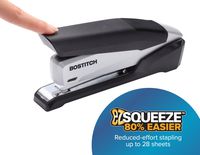 Bostitch Office Metal Executive Stapler - 3 in 1 Stapler - One Finger, No Effort, Spring Powered Stapler, Black/Gray (INP28)
