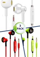 ANGORADO 3Pack Android Wired Headphones/Earbuds/Earphones Excellent Sound Insulation Best Stereo + Built-in Microphone Compatible with iPhone/Samsung/LG/Huawei/Sony/HTC/MP3 (White + Green + Red)