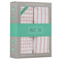 Waterproof Pack N Play/Mini Portable Crib Sheet with Mattress Pad Cover Protection I Mauve Pink Stripes and Splash by Ely's & Co.