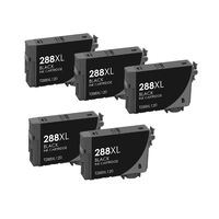 Amsahr E-T2881XL Epson Expression Home T288XL120 Xp-340 Xp-330 Remanufactured Replacement Ink Cartridges with Five Black Cartridges Ink