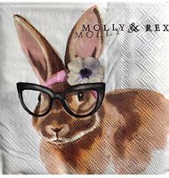 Molly Rex 40-ct Cocktail Beverage Paper Napkins, Headband Bunny 17829