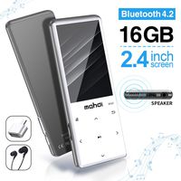 MYMAHDI MP3 Player with Bluetooth 4.2, Touch Buttons with 2.4 inch Screen, 16GB Portable Lossless Digital Audio Player with FM Radio, Voice Recorder, Support up to 128GB, Silver