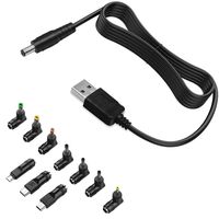 IBERLS Universal Power Cord Cable(with 10 Connector), USB to DC 5.5 x 2.1mm Plug Charging Cord Adapter for LED Pixel Light, USB-HUB, Kindle Fire Tablet, DJ Controller, Nextbook, Smart Phones ect