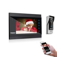 TMEZON 7 Inch Wireless WIFI Video Door Phone IP Doorbell Intercom Entry System with 1x1200TVL Wired Camera Night Vision,Support Remote unlocking,Recording,Snapshot