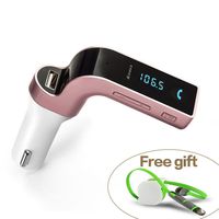 Cectdigi Wireless Bluetooth FM Transmitter for car,L Design In-Car FM Radio Adapter Car Kit with USB Charging for smartphone (Rose gold)