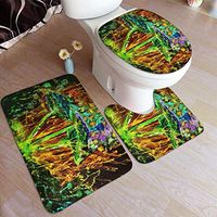 Psychedelic Mushroom Microfiber Bathroom Contour Rugs Combo,Set of 3 Soft Shaggy Non Slip Bath Shower Mat Rectangle-Shaped U-Shaped and O-Shaped Toilet Floor Rug