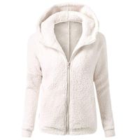 sheart 9 Womens Winter Warm Hooded Sweater Coat Oversized Solid Wool Full Zipper Cotton Fuzzy Jacket Outwear with Pocket (A White, S)