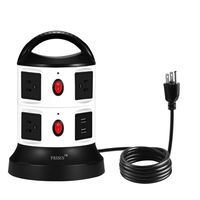 PASSUS Power Outlet Tower USB Surge Protector 2500W AC Power Strip with 7 Outlets,2USB Ports and 5.9feet Retractable Cord