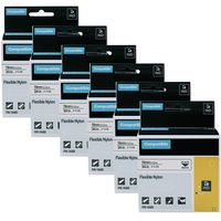 6-Pack Replace DYMO 18489 Industrial 3/4'' Black on White Flexible Nylon Label Tapes Work with DYMO Rhino Industrial 4200 5200 5000 6000 Label Maker