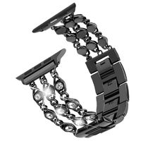 Tensea Jewelry Band Compatible with Apple Watch Band 44mm 42mm, Women Bling Diamond Bracelet with Removable Stainless Steel Metal Buckle Replacement for iWatch Apple Watch Band Series 5 4 3 2 1(Black)