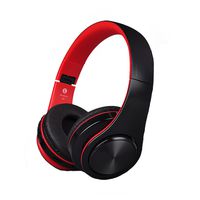 Bluetooth Headphones Over Ear Lightweight, Comfortable for Long-time Wearing, Hi-Fi Stereo Wireless Headphones, Foldable Headset w/Built-in Mic and Wired Mode for PC/Cell Phones/Black-Red