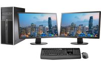 HP EliteDesk 8100 Tower, i5, 8GB, 256GB SSD, Win 10, Dual (2) HP 24" FHD Monitors, Wireless Keyboard Mouse, WiFi (Renewed)