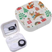 Portable Contact Lens Case Box Travel Kit Mirror + Bottle + Tweezers Container Holder [ Christmas Children Cute ]