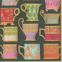 4 Paper Napkins for Decoupage - 3-ply, 33 x 33cm - Salon de The Black (4 Individual Napkins for Craft and Napkin Art.)