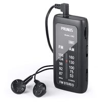 J-982 FM/AM Pocket Radio with Headphones, Portable Transistor Radio with Enhanced Bass, Operated by AAA Batteries for Walking,Jogging and Camping(Black)