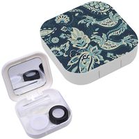 Portable Contact Lens Case Box Travel Kit Mirror + Bottle + Tweezers Container Holder [ Paisley Fantastic ]