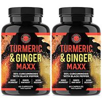 Angry Supplements Turmeric Curcumin & Ginger Maxx, 95% Curcuminoids with Black Pepper, Reduce Inflammation & Joint Support, All-Natural Antioxidant, 1355mg Blend of Non-GMO Ingredients (2-Bottles)