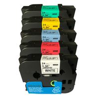 NEOUZA Compatible with Brother P-Touch Label Tape Cartridge 24mm x 8m Tze251 Tze451 Tze551 Tze651 Tze751 (White/red/Blue/Yellow/Green)