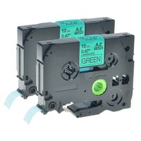 GREENCYCLE 2 Pack Compatible for Brother TZ-731 TZE-731 8m 12mm Black on Green Label Tape use in P-Touch Printers