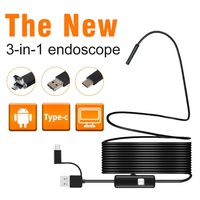GuDoQi 3 In 1 Usb Endoscope IP67 Waterproof Borescope Inspection Camera 6 Leds 5.5mm 3.5M Semi Rigid Cable Flexible Snake Camera For Android Smartphone PC Laptop Tablet Type-C/Micro/USB Available