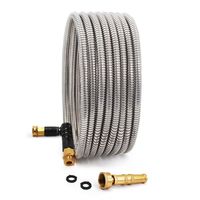 Cesun 25 Feet 304 Stainless Steel Metal Garden Hose with Solid Brass Nozzle, Lightweight Portable Durable Cool to The Touch, Flexible and No Kink, Tangle Puncture Resistant (25 Feet Upgraded)